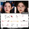 Set Lindo de Halloween, Pegatinas de Tatuaje Atmosféricas, Pegatinas Faciales Artificiales Coloridas, Maquillaje Estilo Europeo y Americano, Personalizado, Impermeable y de Larga Duración