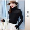 Design Top Gola Alta Costura em Mesh para Roupa Externa Outono Novo Estilo Terno Pequeno com Camiseta Básica Slim-fit de Alta Elasticidade para Mulheres