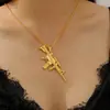 Suprimento Transfronteiriço Punk Hip-Hop Colar de Fuzil de Assalto Totalmente Cravejado de Diamante Pingente de Arma Ak Personalizado Criativo Joias Atacado para Homens e Mulheres