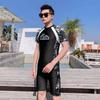 Roupa de Banho Adulto Masculina Conjunto Dividido de Duas Peças Masculino com Proteção Solar Manga Curta Roupa de Surfe Snorkel Quente para Fonte Termal Moda Praia Masculina