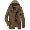 Abrigo de algodón de invierno 13029 para hombre, largo medio, forro polar grueso, para personas de mediana edad y mayores, abrigo de algodón de gran tamaño con múltiples bolsillos para personas mayores.
