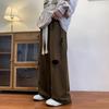 Calças vinho design oversized estilo americano calças hiphop masculinas calças rasgadas vintage antigas