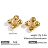 Anillos y Pendientes de Acero de Titanio Chapados en Oro de 18 Quilates Estilo Europeo y Americano Flor Camelia para Mujer, Modernos y Únicos Tachuelas y Accesorios para Orejas