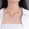 Collar de Perlas y Piedra Natural Gargantilla de Perlas Francesa Suave Moda Retro Simple Elegante Cadena de Suéter de Gama Alta para Mujer