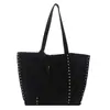 Bolso de Mano Grande de Cuero Gamuzado Retro con Remaches Transfronterizo Europeo y Americano para Mujer Nuevo Primavera Temprana 2026 Bolso de Hombro para Debajo del Brazo