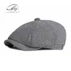 Gorra Octagonal Retro Británica para Hombres de Mediana Edad y Mayores, Gorra de Boina Artística Casual, Boina de Primavera y Otoño, Gorra de Pintor