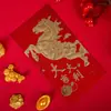 2026 Ano do Cavalo Envelope Vermelho Personalizado com Logotipo da Empresa Hot Stamping Criativo Estilo Antigo Pacote Vermelho Envelope Vermelho Grande Festival da Primavera Envelope Vermelho de Ano Novo