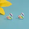 Pendientes Pequeños Estilo Coreano Corazón de Melocotón Triángulo Arcoíris Moda Pendientes de Una Semana Resina Goteo de Aceite Pendientes Coloridos