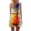 Vestido colete longo de verão com estampa animal digital 3D, gola redonda, estilo europeu e americano
