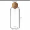 Frasco Transparente de Vidrio de Borosilicato Alto Creativo Redondo Sellado con Tapón de Corcho, Recipiente para Té, Frasco de Almacenamiento, Contenedor Redondo de Almacenamiento