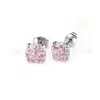 Pendientes de Titanio F136 Gradiente Ocho Caras Corte Rosa Circonita Pendientes Hebilla de Mariposa Integrada Joyería para Perforación de Aleación de Titanio G23