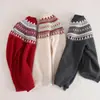 Suéter de alta qualidade para crianças, 100% lã pura, série Fair Isle para meninas, suéter básico de malha grossa para meninos e meninas
