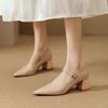Zapatos Mary Jane Retro Franceses para Mujer 2026 Primavera y Otoño Nuevo Estilo Correa Única Tacón Grueso para Combinar con Faldas Punta Fina Zapatos de Una Sola Correa Tacones Altos