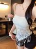 5525 Estilo Puro Deseo Top Tubo Sexy de Encaje con Borlas para Mujer Nicho Temperamento Cintura Sin Mangas Ropa Exterior Top