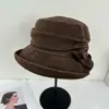 Chapéu de Pescador Japonês Simples com Laço e Aba Dobrável Feminino Outono Inverno Lã Grossa Quente Feltro Retrô Moda Versátil Chapéu Balde