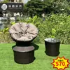 Mesas e Cadeiras de Rattan para Pátio Externo, Cadeiras de Rattan para Vila, Mobiliário de Varanda para Hotel B&B, Cadeiras de Lounge, Apoios para os Pés, Mesas de Centro, Conjunto de Três Peças