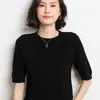 2026 Primavera e Verão Novo Estilo Tricô Manga Curta Feminino Gola Redonda Camada Base Tricô Pulôver Suéter Meia-Manga Caimento Solto Camada Base Suéter