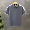 Camiseta de Manga Corta Patchwork Piqué de Comercio Exterior de Moda para Hombre, Top Fresco Estilo Coreano de Seda de Hielo para Verano, Camisa Polo de Cuello Campana para Hombre