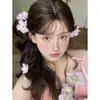Grampo de Cabelo Rosa Florido Super Fada Puro e Desejável Acessórios de Cabelo com Franja Estampada a Quente Frescos Novo Estilo Chinês Temperamento Headwear Hanfu