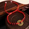 Pulseira de Fio Vermelho Tecida à Mão com Cinco Moedas dos Cinco Imperadores para Mulheres, Boa Sorte e Fortuna para o Ano de Nascimento, Pulseira da Sorte de Moeda de Cobre Unissex Atacado