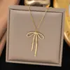 Moda Transfronteriza Retro Ins Collar con Lazo Grande Pendientes Pendientes de Acero Inoxidable Chapados en Oro de 18 Quilates Joyería Personalizada para Mujer