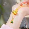 Tienda de oro Puzuo con colgante de collar de borla de calabaza esmaltada con arena dorada cadena dorada de melón llena de fértil clavícula