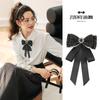 Accesorios de pajarita para mujer, estilo japonés de alta gama, dulce, preppy, retro, lazo de cinta negra, cuello de camisa, joyería floral