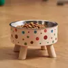 Nuevo comedero para gatos comedero para perros bebedero comida para gatos punto de ola acero inoxidable cuenco de pie alto comedero protección del cuello anti-golpes cuenco para mascotas