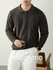 [Incluye Lana] Otoño e Invierno Ligero y Maduro Lujo Versátil para Hombre Negocios Polo de Media Cremallera Cuello Polo Tejido