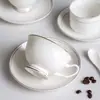 Juego de Taza y Platillo de Café Estilo Europeo para Uso en Casa, Hotel y Restaurante, Juego de Tazas de Café de Cerámica Minimalista Blanco Puro, Arte Latte Personalizable