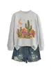 Amazon eBay Loja Independente Moda Casual Versátil Feminino Cacto Lua Estrelas Montanha Outono Inverno Moletom