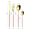 Vajilla portuguesa de acero inoxidable, cuchillo y tenedor, cuchara, cuchillo y tenedor para carne dorados de Amazon, juego de vajilla occidental transfronteriza de cuatro piezas