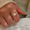Série Pérola de Água Doce Anel Aberto Estilo Coreano Borda Trançada Cobre Banhado a Platina Anel para Dedo Indicador Joia Vintage