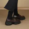 Hebilla de Cinturón Pequeña de 6 cm Punta Redonda Cómodos Zapatos Pequeños de Cuero de Suela Gruesa Estilo Retro Diarios de Boca Profunda Versátiles Zapatos Casuales