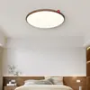 Lámpara de Techo LED para Sala de Estar Estilo Medieval Grano de Madera de Nogal Lámpara para Dormitorio Ultrafina Sin Costuras Espectro Completo Protección Ocular Lámpara para Habitación