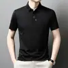 Camiseta de Manga Corta de Seda Helada Nueva de Verano para Hombre Camisa Polo Negocios para Jóvenes y de Mediana Edad Solapa Jacquard Camiseta de Manga Corta Dropshipping para Hombre