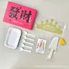 Caixa de Presente da Fortuna de Alta Qualidade Utensílios de Mesa para Bolo Conjunto Cinco em Um Atacado de Panificação Conjunto Espesso Descartável de Garfo Faca Prato