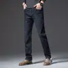 Jeans para Hombre Otoño Nuevo Estilo Lana Sueltos Pierna Recta Talla Grande Pantalones para Hombre de Mediana Edad Elásticos Casuales Largos