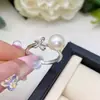 S925 Sterling Silver Shijia Pearl Anel de Arco Pequeno Ins Niche Design Light Luxury Silver Jewelry Atacado