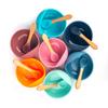 Venta de Fábrica Tazones y Cucharas para Bebé, Vajilla Infantil, Cucharas de Madera con Mango de Silicona para Niños, Tazones con Ventosa para Niños, Tazones para Comida de Bebé