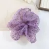 Estilo INS scrunchie roxo claro com bolinhas pretas, elástico de cabelo estilo fada francesa, elástico de cabelo para penteados de fada de primavera e verão