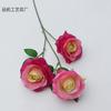 Nova flor artificial de rosa redonda de 3 cabeças, guia de estrada para casamento, fileira de flores, flor de rosa de 3 cabeças, decoração para casa, flores falsas, decoração de comércio exterior