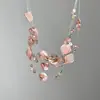 Colar de Concha Rosa com Borla de Verão Estilo Boho Resort Multicamadas Exquisito Personalizado Moda