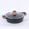 Olla Transparente con Patrón de Madera Jiage Piedra Maifan Olla Caliente Tapa de Vidrio Espesa Olla Pato Mandarín Orejas Dobles Cocina de Inducción Estufa de Gas Universal