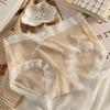 Refrescante Verano ~ Ropa Interior de Seda de Hielo Sin Marcas Simple de Cintura Media Delgada Transparente con Estampado de Fresa Encaje Calzoncillos para Mujer