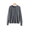 Elegante y sofisticado cárdigan de punto de lana polar, cuello redondo, manga larga, chaqueta suéter casual holgada, nuevo estilo otoño e invierno para mujer