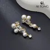 Pendientes de Perla Ai Tong Jewelry: Suaves y de Estilo Vintage, Elegantes y Exquisitos, Pendientes Brillantes, Versátiles para el Uso Diario, Pendientes de Estilo Romántico