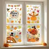 Pegatinas Electrostáticas para Vidrio de Acción de Gracias de Otoño Transfronterizas con Patrones de Pavo, Calabaza y Hojas, Decoraciones Desmontables con Temática de Cosecha para Tiendas
