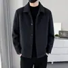 Chaqueta de plumón de invierno para hombre de comercio exterior transfronterizo, elegante cuello de solapa, chaqueta de lana a cuadros de alta gama para hombres jóvenes