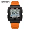 Reloj Electrónico Multifuncional Tendencia Sanda Reloj Despertador Clásico Casual para Estudiante Reloj Cronógrafo Cuadrado Esfera Grande Reloj Impermeable